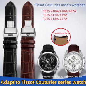 호환 Tissot Couturier 남성용 진짜 가죽 시계 스트랩 T035 시계 밴드 1853 T035627 T035617 T035407 아크