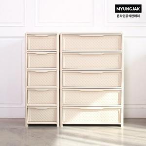 [명작가구] 와이드 플라스틱 서랍장 WDC700 안방 드레스룸 선반 라탄 대형 신혼수납장 3단 4단 5단