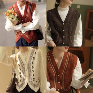 (플라워) 애순 꽃무늬 조끼 여성여름 니트조끼  빅사이즈 뜨개조끼