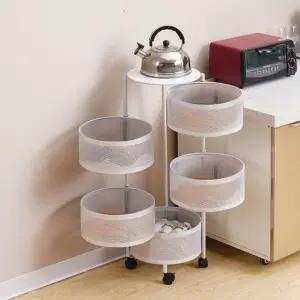5단 원형 트롤리 이동식 화이트 회전 (WFHJKI6)