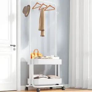 행거 화이트 2단 이동식 트롤리 (WFHJL21)