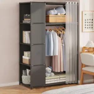 DIY 선반+옷걸이 블랙 대 옷장 (WFHJL5Y)