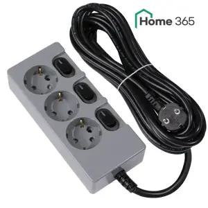 홈365 국산 개별멀티탭 3구 7m 그레이 블랙 컬러멀티탭 16A