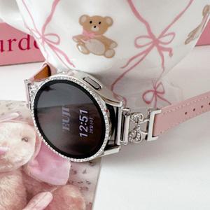 갤럭시워치4/5/6/7 호환 리본 발레코어 레더 가죽 밴드 20mm 스트랩 여자시계줄