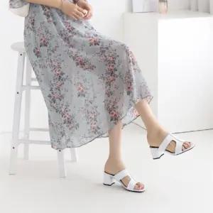 여성 통굽 스트랩 오픈토 와이드 샌들