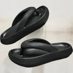 여성 바캉스 블랙 화이트 키높이 쿠션 샌들 쪼리