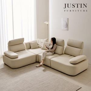 [저스틴퍼니처]모아 가죽 딥 스윙 코너형 5인 소파