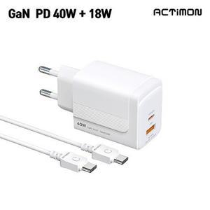 엑티몬 가정용 PD 40W 충전기 (C + USB 포트) to C) MON-PD40W-CU-T7