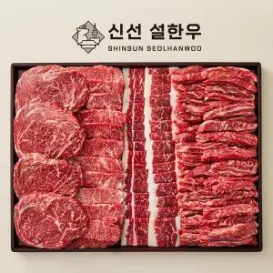 [신선설한우]1++ 마장동 한우선물세트 등심200+갈비살200+업진살300+차돌300 구이용 1kg (보냉가방 포함)
