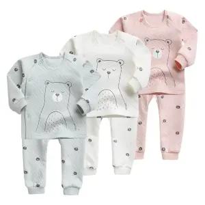 [그린베베] 영유아 겨울용_곰탱이 보온내의/아기옷/아기내복/겨울실내복/신생아/남아/여아/상하세트/순면/KC인증/국내원단