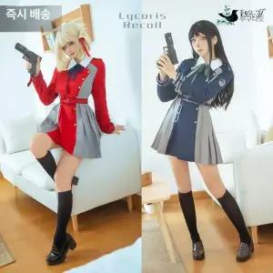 리코리스 리코일 니시키기 치사토 및 이노우에 타키나 교복 코스프레 코스튬