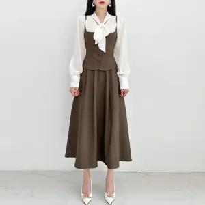 금찌 뮤트 블라우스 뷔스티에 스커트세트 3PCS ST7740S