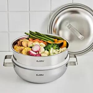 에지리 국산 무연마제 통5중 인덕션 스텐 찜기 냄비 파티웍 24cm