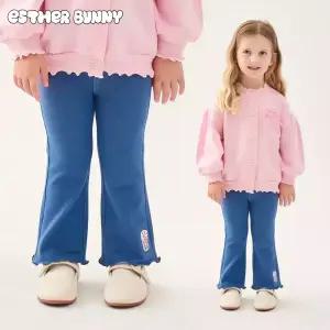 [에스더버니리틀] 트윙클버니사선지데님부츠컷팬츠