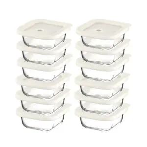 내열오븐유리 촉촉한 즉석한끼용기 정사각형 320mlx6p -2개 밥용기 유리용기 냉동밥보관 찜기 반