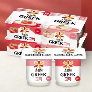 빙그레 요플레 그릭 딸기 80g 8입 + 그릭 복숭아 80g 8입 (총 16입)