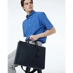 [헤지스 악세사리]헤지스 액세서리 남성 [스테디셀러] 블랙 로고프린트 소가죽 서류가방  (WUBA4F355BK)