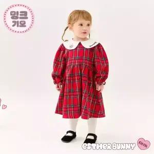 [에스더버니리틀] 마론체크밍크기모원피스