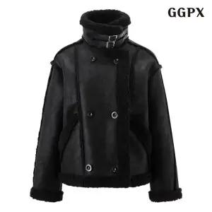 양털 배색 레더 무스탕 긴팔 자켓 (GPDJK002D)