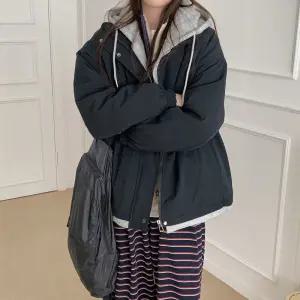 스타치 퍼 기모 후드 점퍼