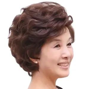 멋내기 가발 중년가발 40대 중년여자 물결 여성 자연흑색 통가발 중년 앞머리 생머리