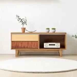 노현 고무나무 원목 몬드리아 도어 비디오 거실장 1200