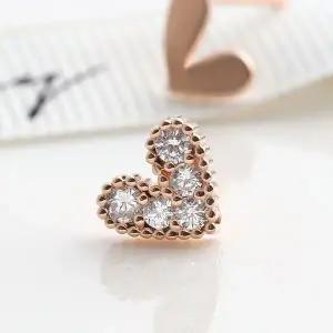 [하프클럽/]여자 14K 페미닌 큐빅하트 낱개 골드볼 피어싱