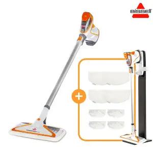 [비쎌] 슬림 스팀청소기 DAILY2 패키지 (화이트오렌지+정품걸레8P+거치대)