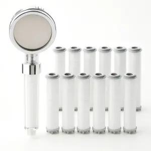 [비블럭]욕실 마이크로 3중 필터샤워기 헤드 1P + 리필 필터 12P