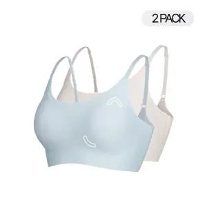 [하성민기업] 듀오 심리스브라 얇은 어깨끈 편안한 패드일체형 노와이어 브라 2매입