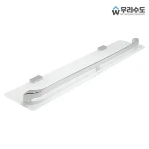 우리수도 욕실 일자 강화유리 화이트 크롬 일자선반 욕실선반