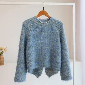 [잇수다] 브쉬르 헤어리 보카시 언발 뒷트임 라운드 니트