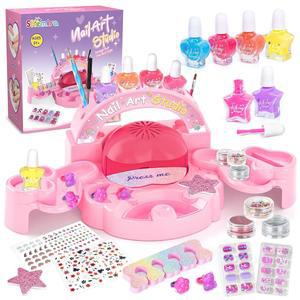 7-12세 소녀용 셰미라 네일 폴리시 세트, 5세 장난감 6 7 8 9 10 11 12세, 핑크 드라이어가 포함된 아트 스튜디오 키트, 크리스마스 선물