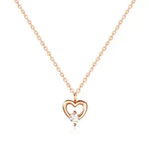 [비앤비골드] 14K 프롱 드롭 큐빅 하트 체인 목걸이 NPN40740