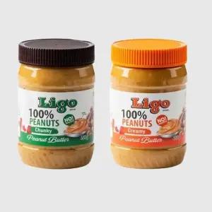 LIGO 100 네츄럴 땅콩버터 땅콩잼 453g (천키 + 크리미) 2개입