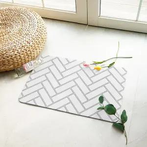 소프트 규조토 발매트 욕실·주방 미끄럼방지 흡수건조 39x60cm L 헤링본