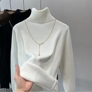 여자 기모 하이넥 목폴라 니트 풀오버 겨울 폴라티