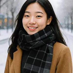 체크 머플러 비스코스 드라이클리닝 스타일