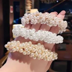 진주곱창끈 올림 머리 헤어 왕 집게 핀 밴드 시계 머리 헤어액세서리 팔찌