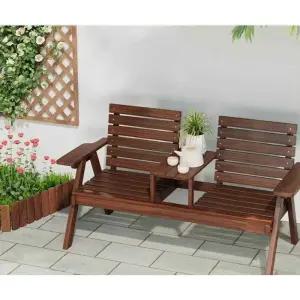 2인야외의자 등받이 나무의자 조경 의자 더블테이블