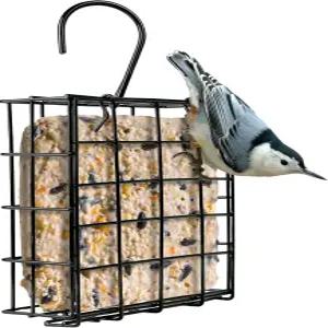 야외 장식용 야생 날개 금속 스위트 케이지 피더 케이크 용량 1개 걸이형 블랙