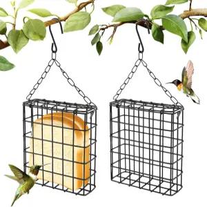 2Pcs 스위트 버드 피더 외부 걸이용 케이지 싱글 케이크 용량(색상 블랙)