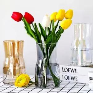 화병 유리 인테리어 칼라 꽃병 그레이 (WFJPVU5)