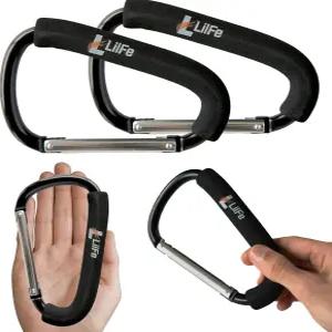 릴페 유모차 후크 6.7인치 대형 클립 가방 걸이 및 쇼핑용 카라비너 2팩 엄마용 액세서리