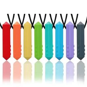감각적인 들을 위한 츄이 목걸이 자폐증 ADHD SPD 물어뜯기 실리콘 이가 있는 8팩 구강 장난감은 씹는