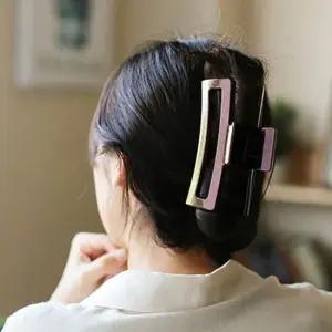 글리터 집게핀 브라운 머리 당고머리 큰 반묶음