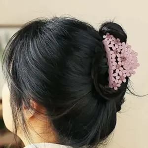 큐빅 집게핀 핑크 뒷머리 액세서리 고정 반묶음