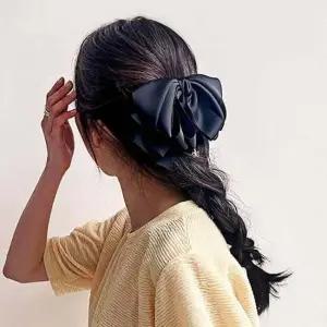 실크 겹날개 헤어핀 블랙 빅헤어핀 풍성한리본 실크핀