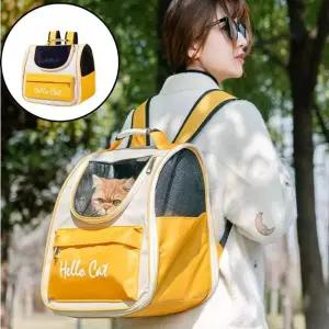 메쉬 옐로우 반려동물 이동가방 고양이 외출용 캐리어 (WFJ5XDX)