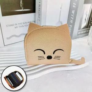 고양이 학생 반지갑 카드지갑 데일리 지퍼 여우 지갑 (WFJ5X6N)